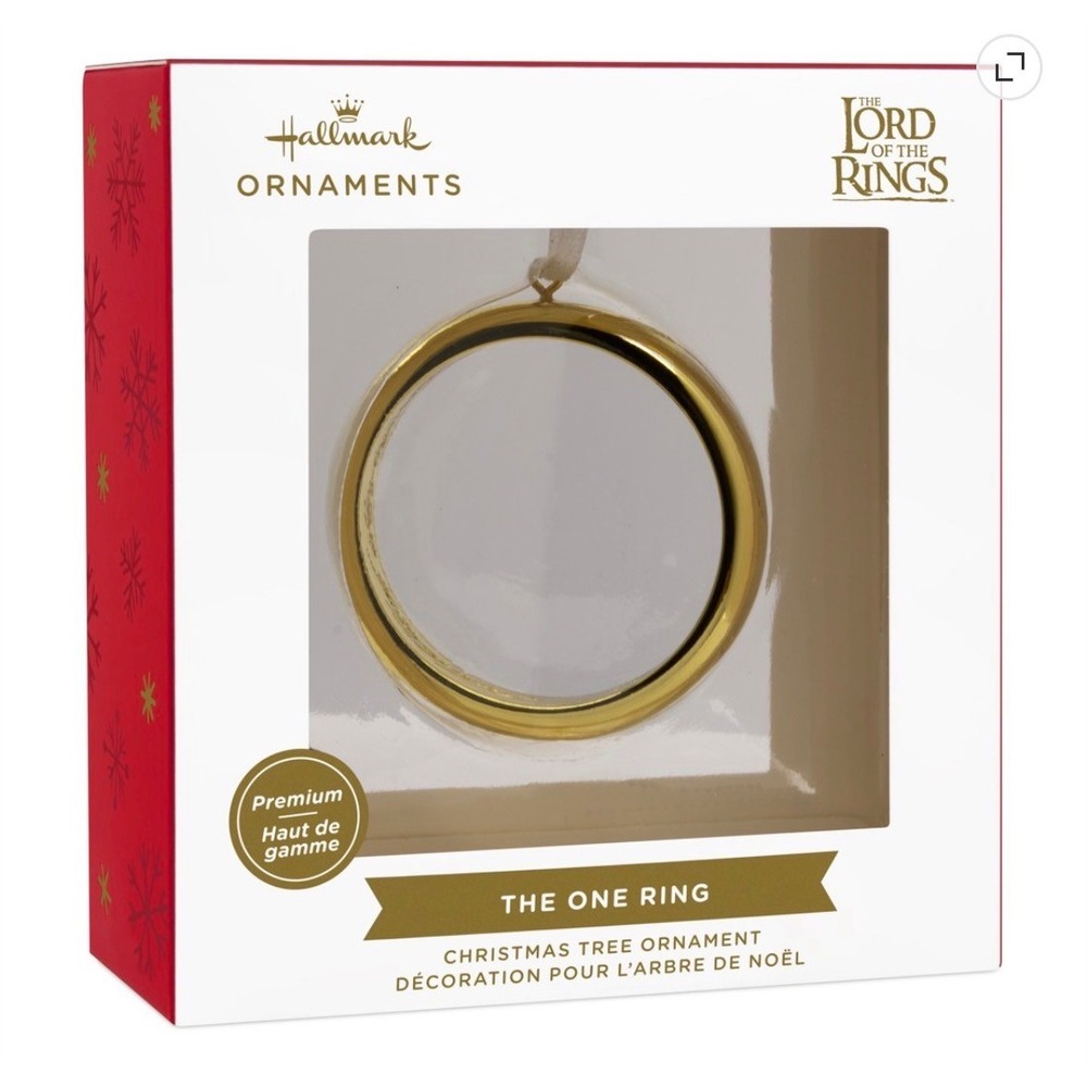 Hallmark Lord of the Rings The One Ring NEW Christmas Ornament Gold Elvish